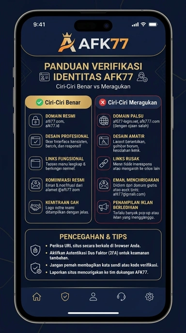 Tampilan kanal resmi afk77
