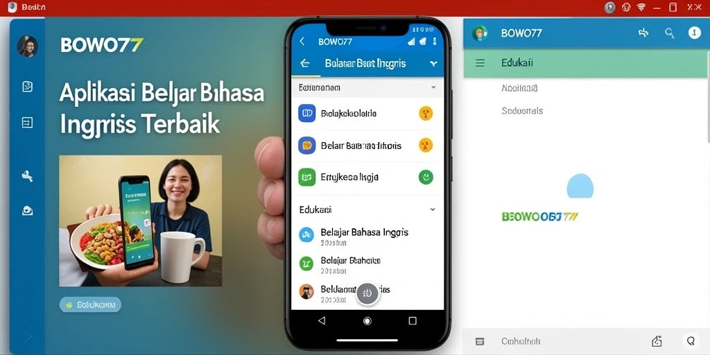 Tampilan antarmuka menarik BOWO77 untuk belajar bahasa Inggris.