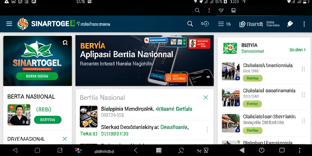 Antarmuka pengguna aplikasi SINARTOGEL yang modern dan informatif.